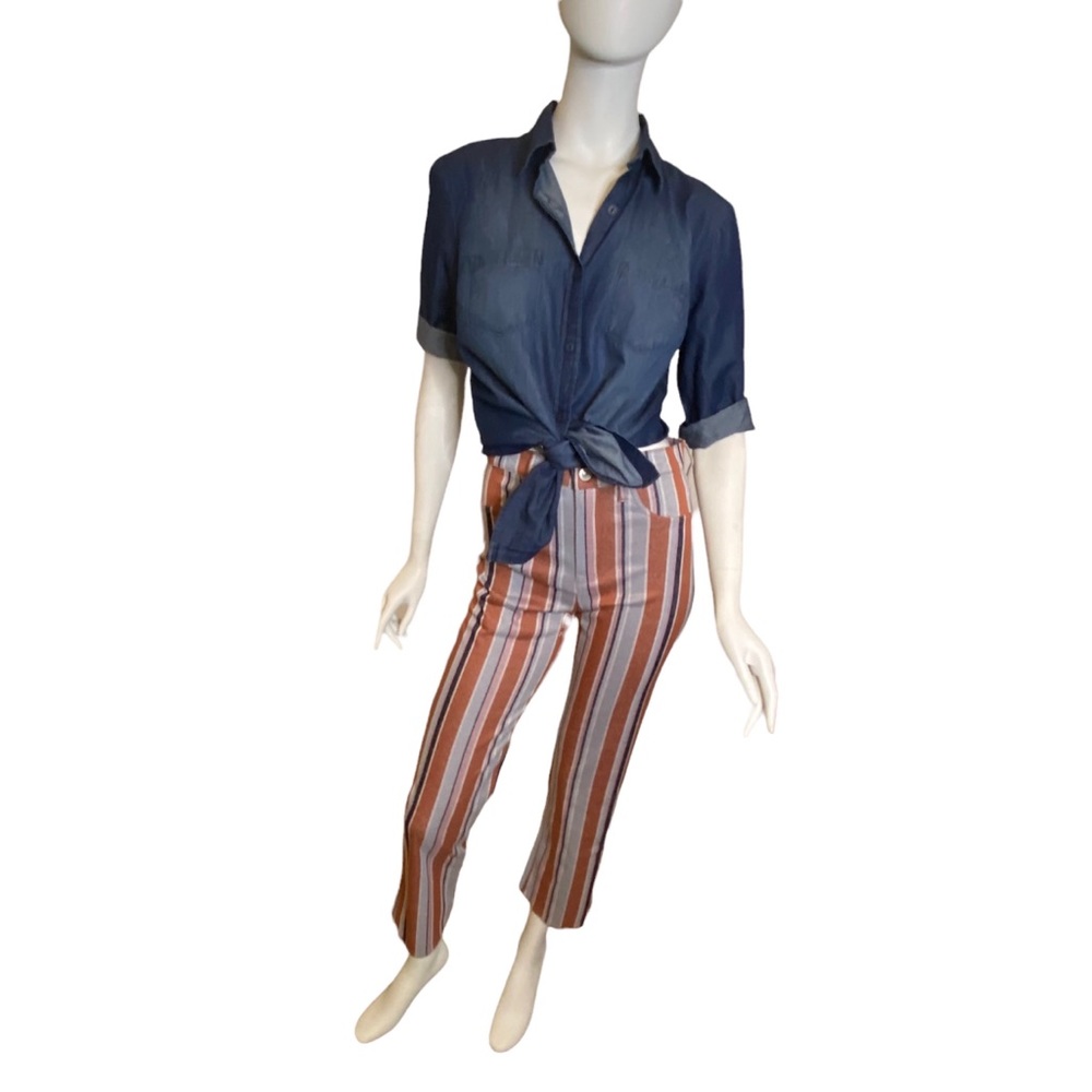 NWT American Eagle Women’s Size 4 Super High Rise Skinny Kick Crop Pants Stripe